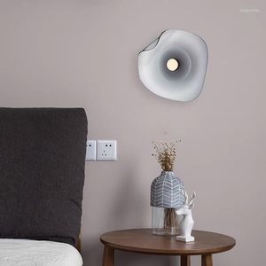 Wandlamp Kobuc Binnenglas Licht Noords ontwerp Amber Gray Onregelmatige Ronde voor slaapkamer Keuken Modern bed ijzersliggen