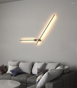 Wandlamplampen Noordelijke stijl Aluminium lineaire zwarte glazen LED -verlichting Pora Lichten voor eetkamer Slaapkamer SCONCE WA005