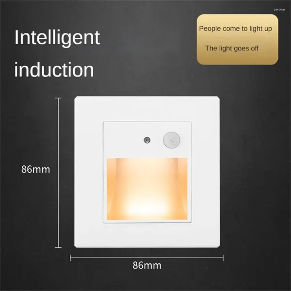 Lámparas de pared sensor de luz de noche escaleras empotrada luz LED Splock inteligente para el corredor de escalera de vestíbulo decoración de la habitación del balcón