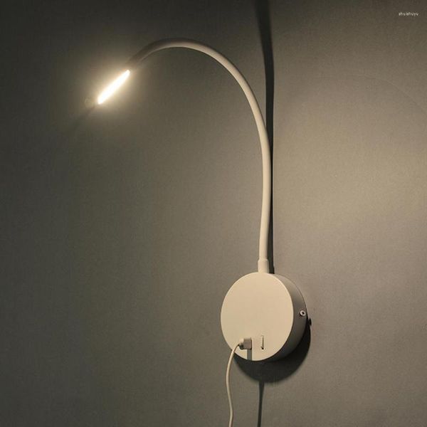 Lámpara de pared LED 5V 2.1A Puerto de carga USB Tubo flexible Luz de libro de lectura Habitación moderna Cabecera Luz nocturna Aplique