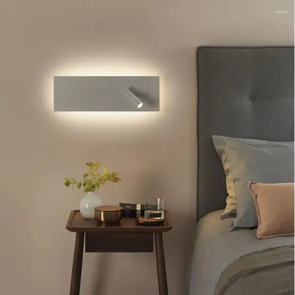 Lámpara de pared LED Dormitorio Cama Cabecera Luz L40CM W12CM Estudio Sala de estar Aplique ajustable con interruptor de encendido/apagado