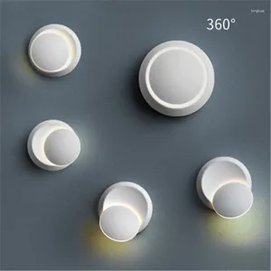 Applique LED Chevet Rotation 360 Degrés Réglable Blanc Et Noir Créatif Moderne Couloir Rond