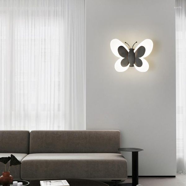 Lámpara de pared LED mariposa tricolor fuente de luz moderna moda sala de estar dormitorio cabecera fondo decoración negro oro