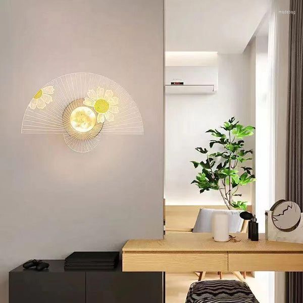 Applique LED Style chinois motifs délicats tournesol libellule papillon décoration lumières appliques pour chambre TV fond