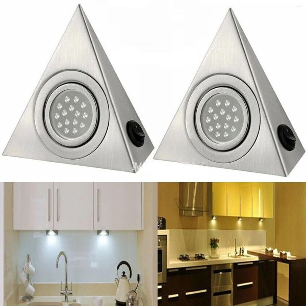 Lámpara de pared LED para armario, cocina, luces triangulares para El armario, iluminación blanca cálida/fría, acero inoxidable