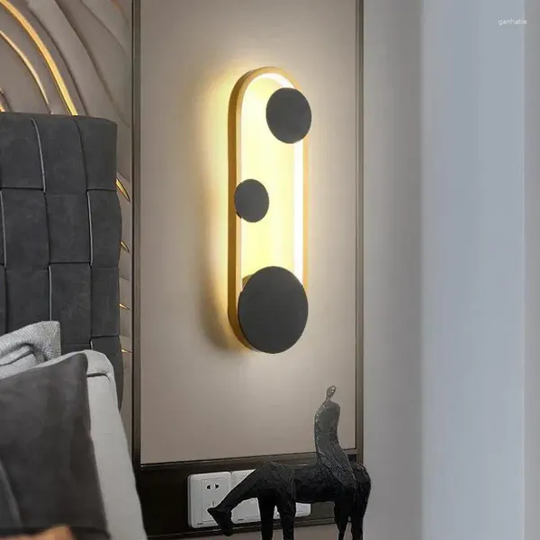 Lámpara de pared Led creativa moderna sala de estar pasillo decorar cama luz blanca dorada El rectángulo iluminación