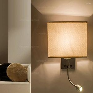 Wandlamp LED -lampen met stoffen schaduw Slaapkamer Bedbonces voor El Halway Corridor Balkon Mirror Light Home Art Deco