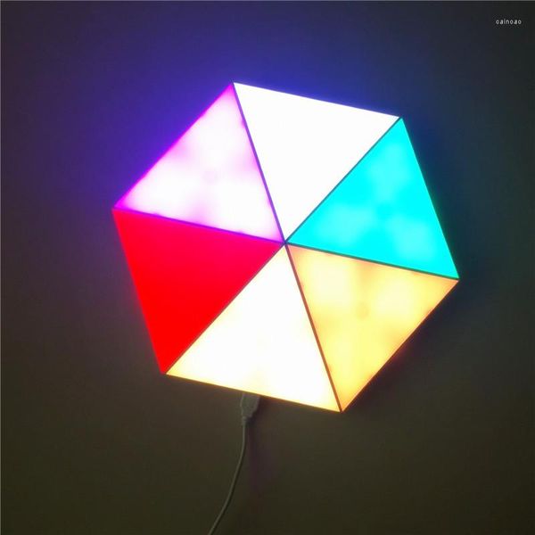 Lámpara de pared luz LED 13 colores Triangular RGB DIY Sensor WIFI Bluetooth Control remoto enchufe USB decoración de habitación nórdica