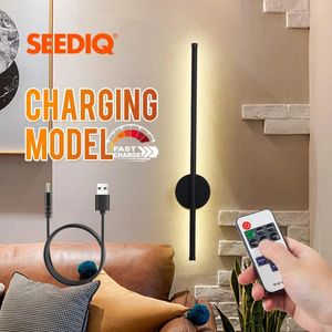 Lampe murale LED Batterie alimentée de 80 cm Apponce rechargeable à l'intérieur de la chambre sans fil Black