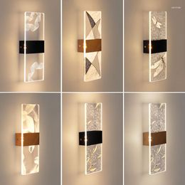 Wall Lamp LED Light Modern Acrylic Bedside Creative Feather Dragonfly Bamboo Ribbon Living Room Bedroom Aisle Decorative