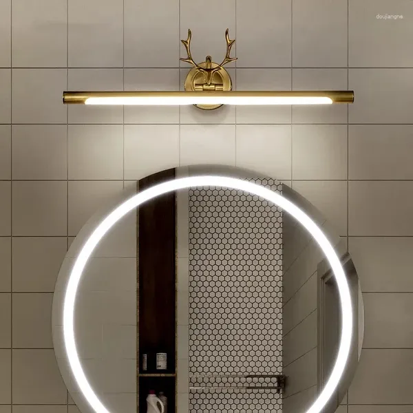 Lámpara de pared Iluminación LED Espejo Baño Maquillaje Tocador Gabinete Madera Negro/Oro Decorativo Interior Moderno