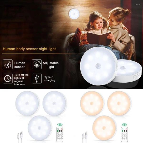 Lámpara de pared, luces Led para armario, armario recargable inalámbrico, Sensor de movimiento regulable, lámparas con control remoto para armarios