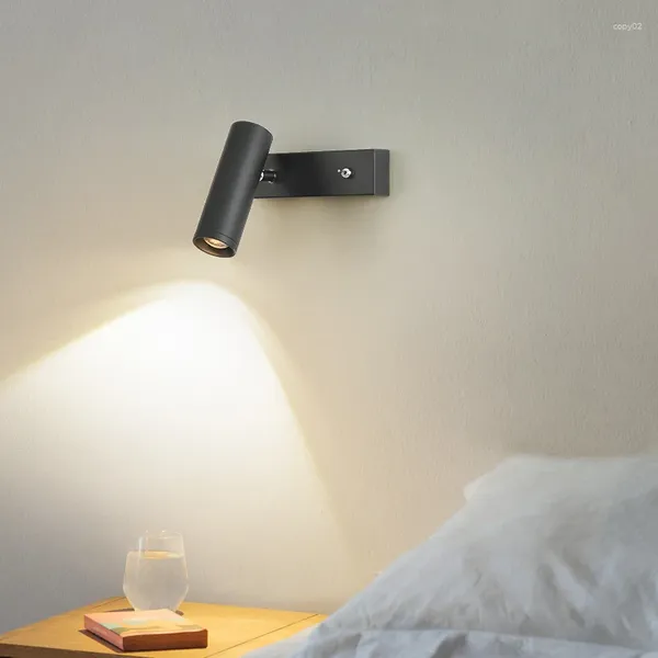 Lámpara de pared Luces LED con interruptor Moderno El Dormitorio Lectura de noche Nórdico Negro Blanco Sconce Iluminación interior