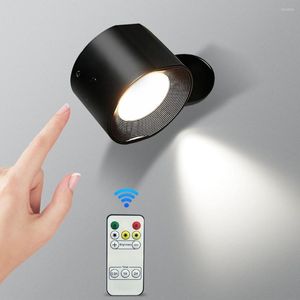 Wandlamp LED LUMINOUS INSTELLENDE helderheid USB -oplaadbare afstandsbediening Bedeldebedelle leesverlichting