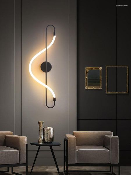 Lámpara de pared LED minimalista personalizado candelabro de noche tira larga Lustre sala de estar sofá accesorios de iluminación Interior del hogar