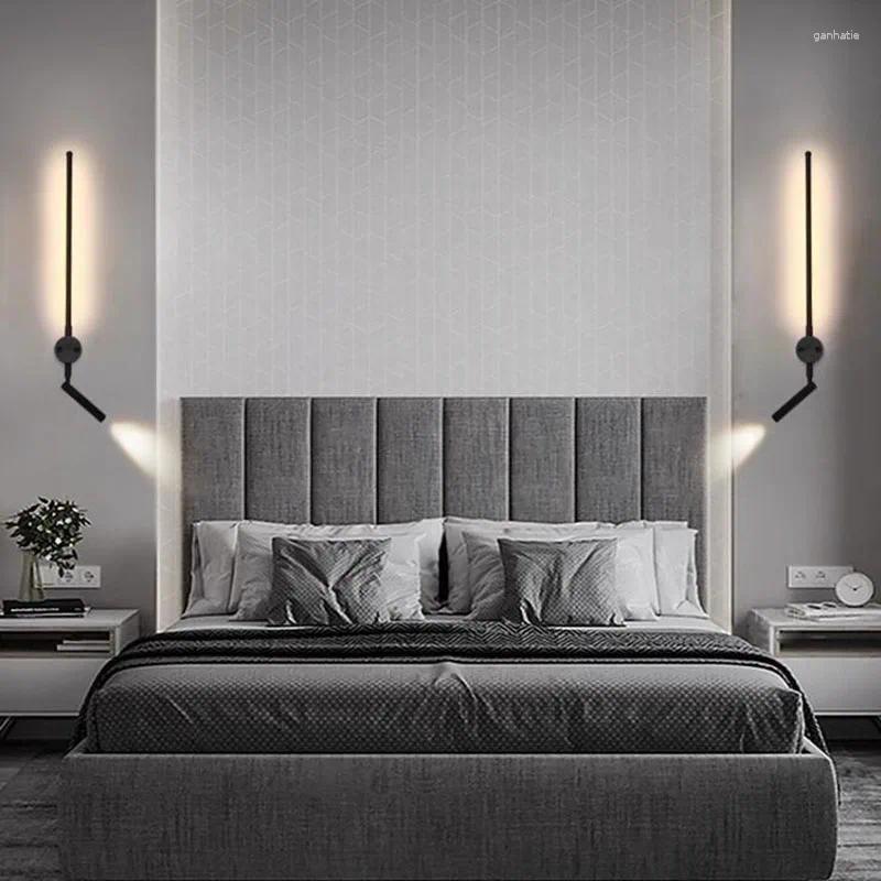 Lámpara de pared Led moderna luz larga con foco giratorio hogar dormitorio sala de estar sofá fondo AC110V 220V
