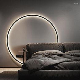 Lampe murale LED moderne simple anneau rond de décoration concepteur cercle nordique lustres salon chambre à distance d'éclairage d'applications