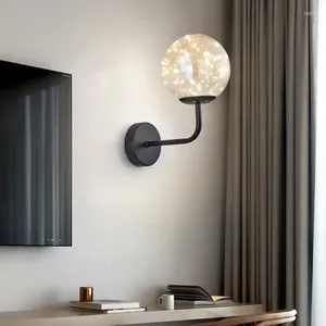 Wandlamp LED Scandinavische stijl ronde glazen afdekking binnen slaapkamer nachtkastje licht sterrenhemel romantische luxe woonkamer eetkamer decor