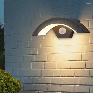 Applique murale LED d'extérieur, étanche, détection humaine, cour, extérieur, créativité minimaliste, entrée, balcon, lumière de lune