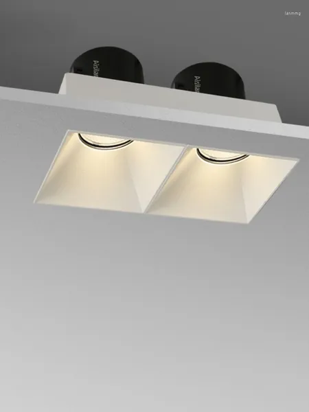 Applique murale LED encastré Downlight sans cadre carré Double tête détachable Module remplaçable Anti-éblouissement intégré Spot Light