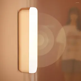 Lámpara de pared LED recargable Li Batería Etiqueta Iluminación interior Sensor de movimiento Luz nocturna automática Despertador Baño