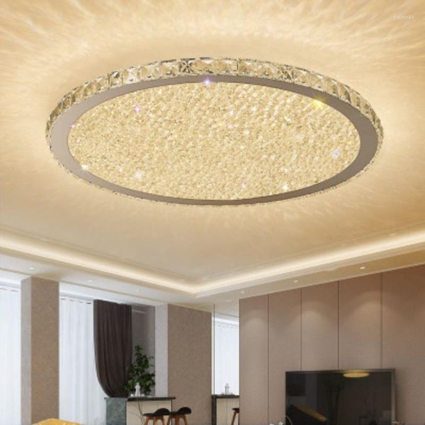 Lámpara de pared Led Luz de techo de cristal redonda Dormitorio simple Lujo en la sala de estar Atmosférico Inteligente Ultrafino