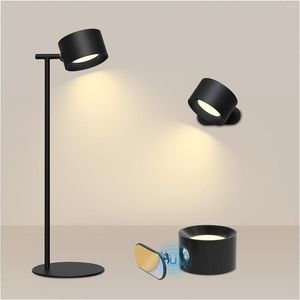 Applique murale LED appliques lampes montées avec batterie Rechargeable lumières rotatives à 360 ° pour étude lecture chevet