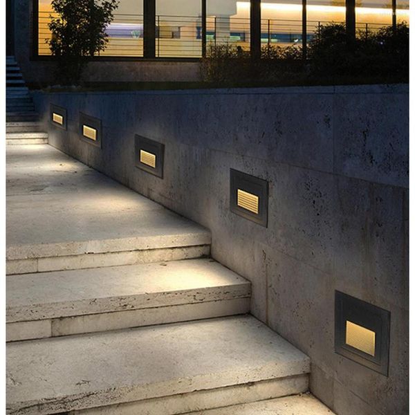 Lámpara de pared LED Luz de escalera Empotrada Paso IP43 Escalera impermeable Escalera Pasillo Iluminación Patios Decoración de entrada