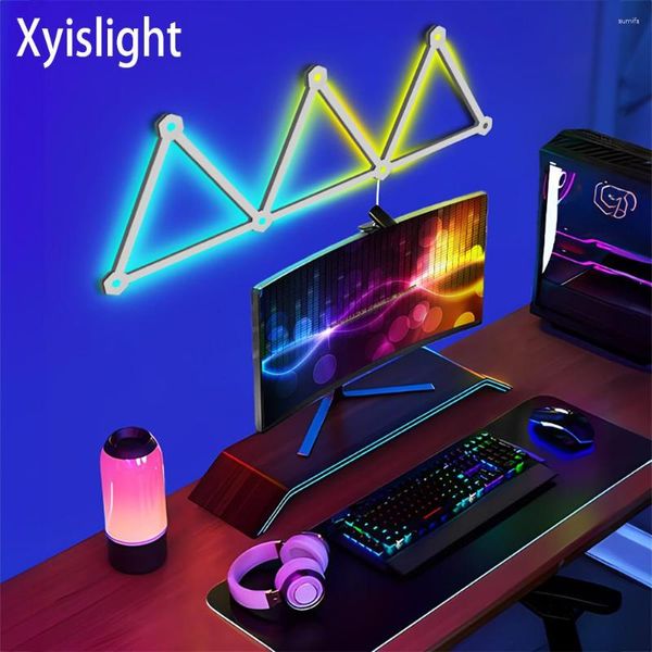 Applique murale LED couture lumière bricolage atmosphère de jeu intelligente rvb pick-up Bluetooth veilleuse pour salle d'ordinateur étude barre décorative