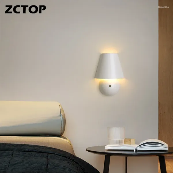 Lámpara de pared LED táctil, luz de noche con interruptor para sala de estar, dormitorio, decoración, aplique blanco/azul/rosa/verde, 8W, 220V