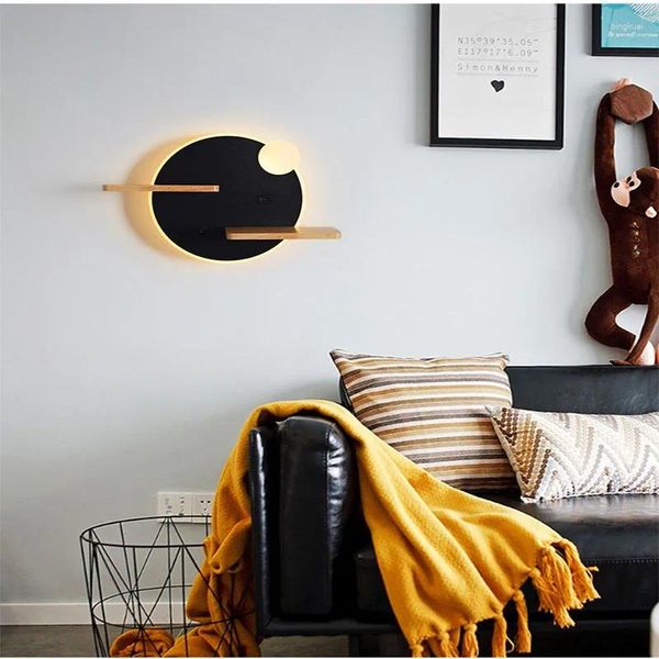 Lampe murale LED USB Creative Phone Mobile Charge Bedside Living Room El Lights Postmodern Black Gold Lamps