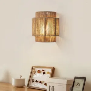 Wall Lamp LED Vintage Bamboo SCONCE TOON SLAAPKAMER BEDBAD LICTEN EINKAMER LEVENDE AISLE Japanse rattan