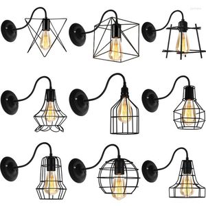 Lampe murale LED Vintage Cage industrielle légère lampes loft lampes à loft noir E27 Gamiques Lights Indoor Decor Fixture Escalier