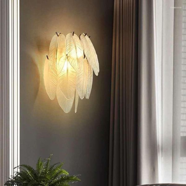 Applique murale lumière luxe cristal plume poste moderne Style européen salon TV fond escalier chambre chevet