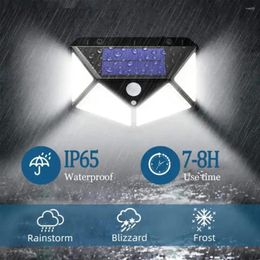 Éclairage de lampe murale IP65 Extérieur Solar Sun Power Energy Garden 100 LED Imperping Pir Motion Capteur Yard Street Lights Decoration