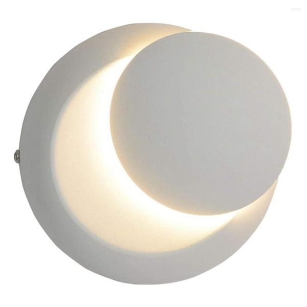 Lámpara de pared Luces Decoración Iluminación LED Spin Night Light 3000K Tipo de luna Apliques para interior Dormitorio Sala de estar Blanco