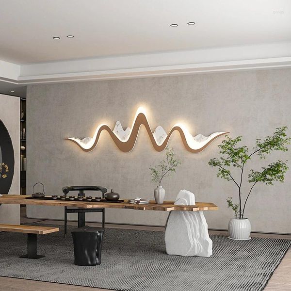 Lámpara de pared Sala de estar Fondo de sofá Luz minimalista creativa Decoración de lujo Lámparas de noche para dormitorio en forma de onda