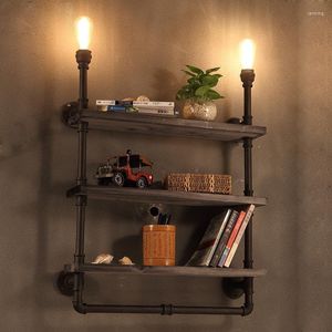 Wandlamp loft Noordse smeedijzeren retro bar slaapkamer restaurant drie verdiepingen tellende massief houten boekenplank pijp