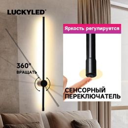 Wandlamp LUCKYLED Knop Schakelaar Moderne Led Licht Lange Schans 100cm 120cm Interieur Nachtkastje Slaapkamer Zwart