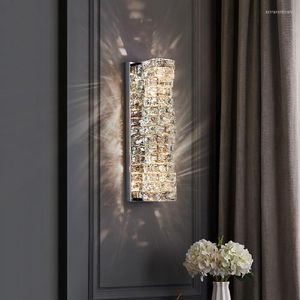 Lampe murale lustre moderne or chrome luxe cristal clair salon chambre à coucher