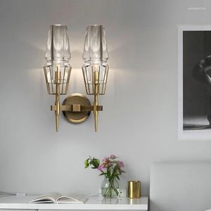 Muurlamp luxe koper kristal dubbele kop eetkamer woonkamer slaapkamer modern designer model