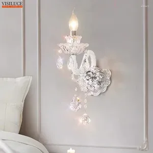 Lampe murale luxe cristal style européen maison salon chambre à coucher de lit de mariage el événement de mariage Éclairage décoratif créatif