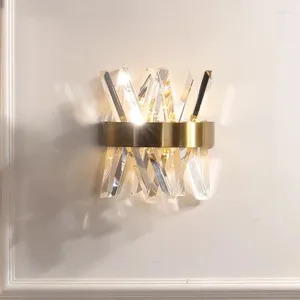 Applique murale de luxe en cristal, luminaire décoratif d'intérieur, luminaire décoratif d'intérieur, idéal pour un salon ou une chambre à coucher, en acier inoxydable ou en or