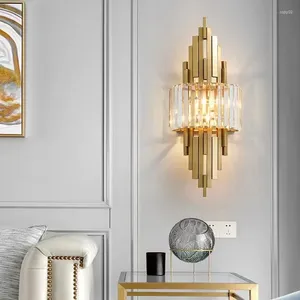 Lampe murale Crystal Crystal Gold Bedroom Bedside Sconce Living Room Decoration luminaire de décoration intérieure