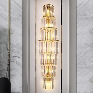 Luxury de lampe murale pour El Lobby Club Hall Gold LED Light Villa Bedroom Duplex Office Home Crystal