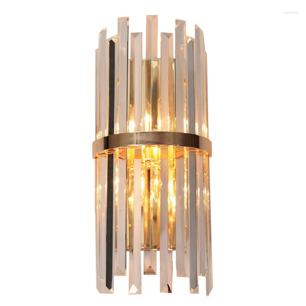 Lámpara de pared Vestíbulo de lujo Living American Light Soporte de luminaria Nordic Modern Glass Crystal Gold Sconce