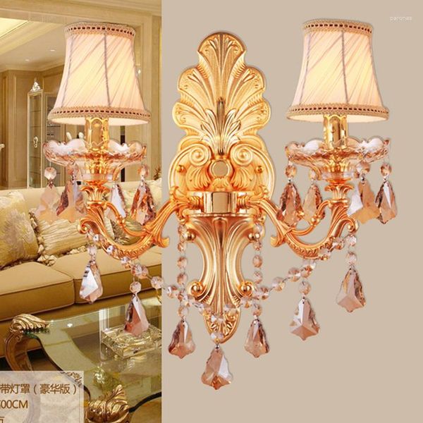 Lampe murale Luxury Gold Crystal Light Indoor Allle Candle E14 Double phares simples pour la maison