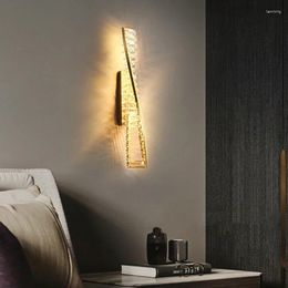 Applique murale de luxe en or LED cristal pour chambre à coucher, chevet, salon, éclairage intérieur, arrière-plan, couloir, escalier, décoratif