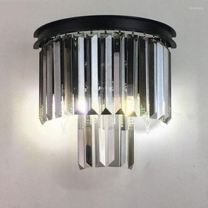 Applique murale de luxe en cristal américain, éclairage d'intérieur LED noir pour chambre à coucher et chevet