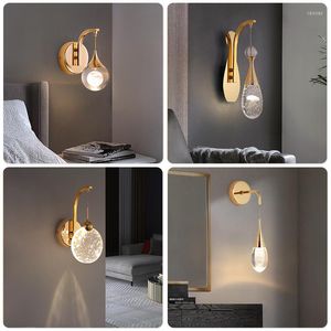 Applique De Luxe Moderne De Chevet En Cristal Applique Led Or Lumières Pour Chambre Salle De Bains Miroir Boule